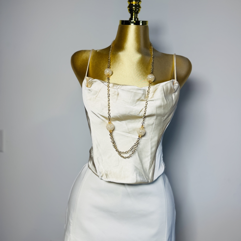 Zara Cream Satin Cowl Neck Top